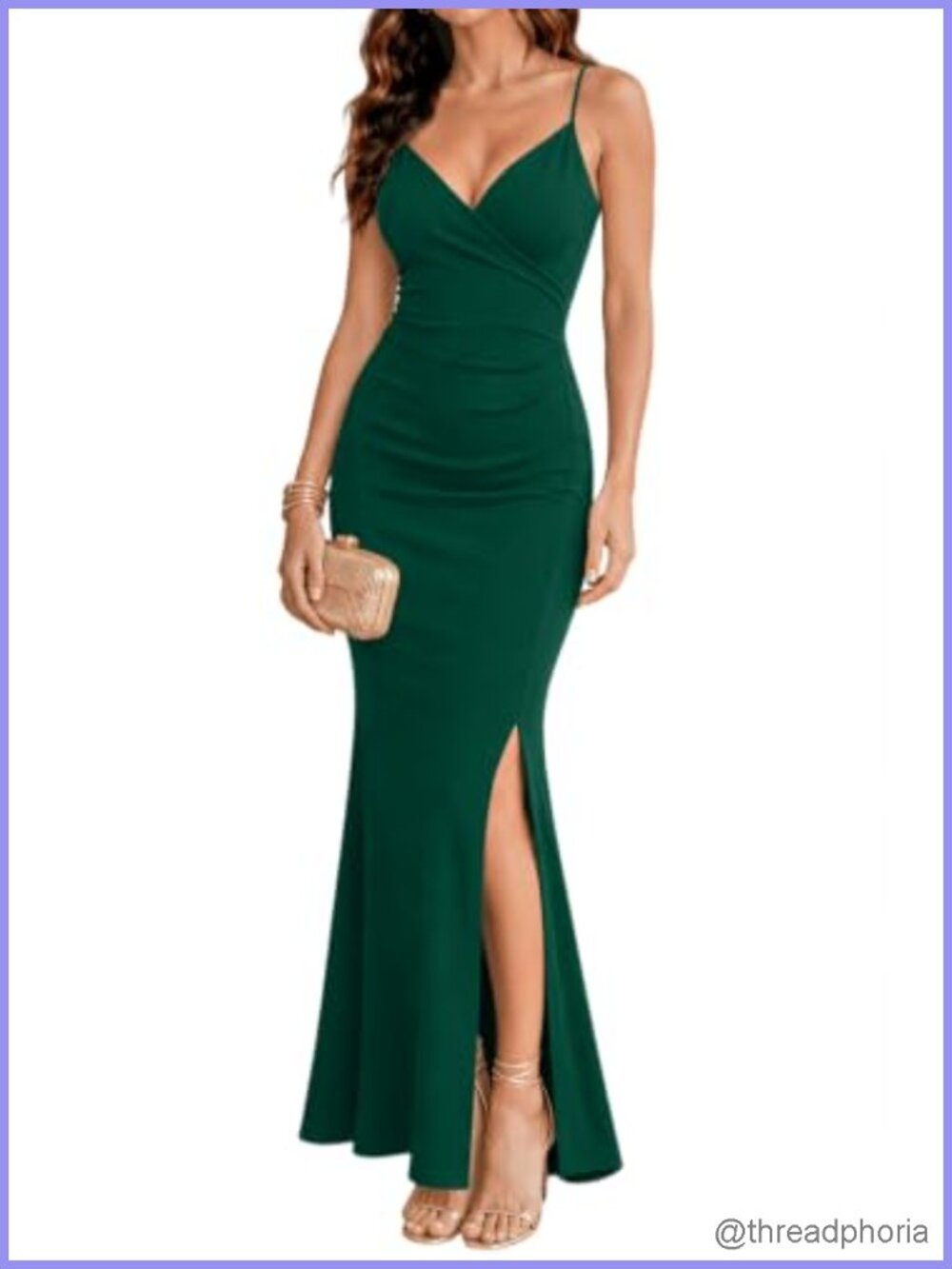 Elegant Spaghetti Strap V Neck Mermaid Bodycon Maxi Dress Formal Cocktail
